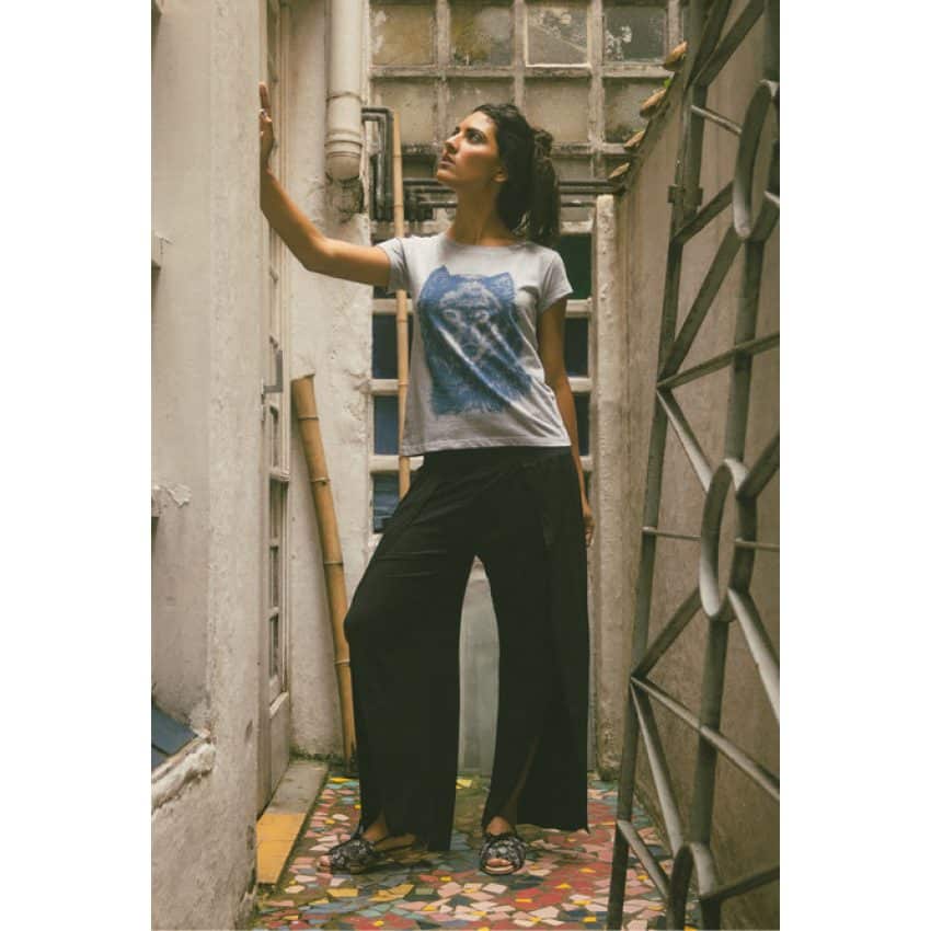 Calça Abertura Lateral Preta - Nicole Bustamante Vegan Goods