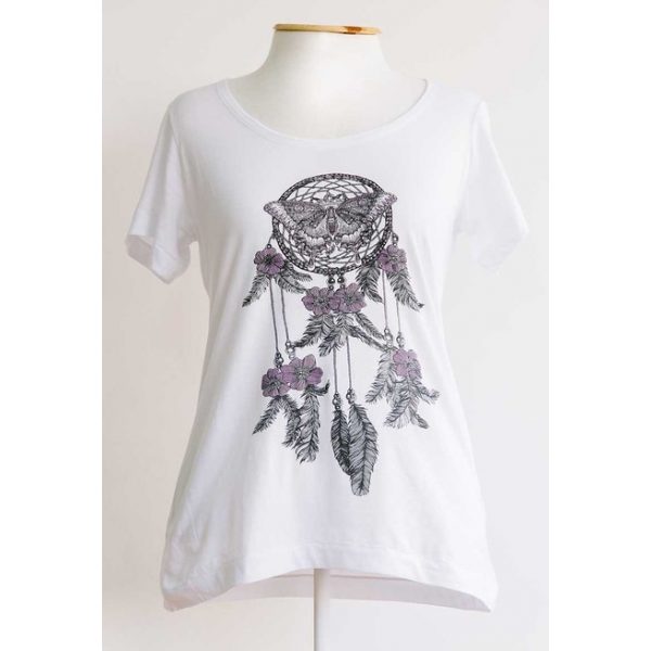 Camiseta Vegana Babylook Dream Catcher Branco - Nicole Bustamante Vegan Goods