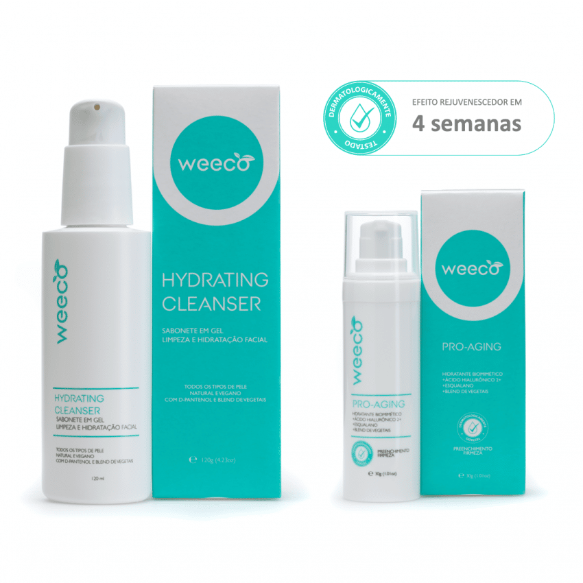 Kit Pro-Aging + Sabonete em Gel Hydrating Cleanser Natural, Vegano e Cruelty-free - Weeco Cosméticos