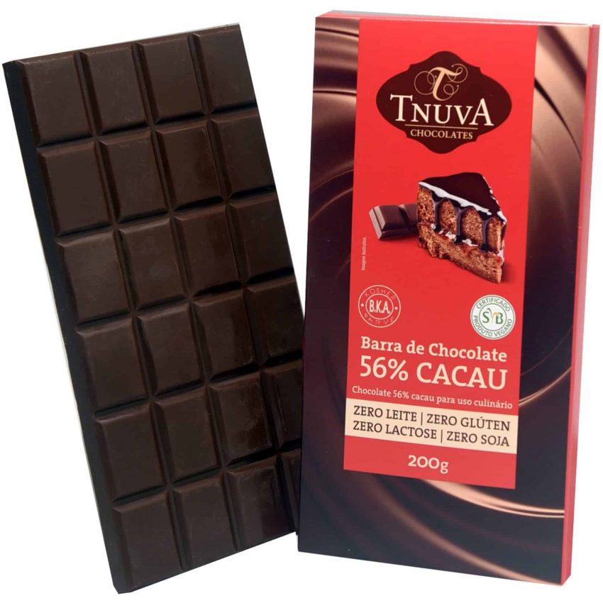 Barra Chocolate Vegano 56% Cacau 200g - Uso Culinário  - Tnuva