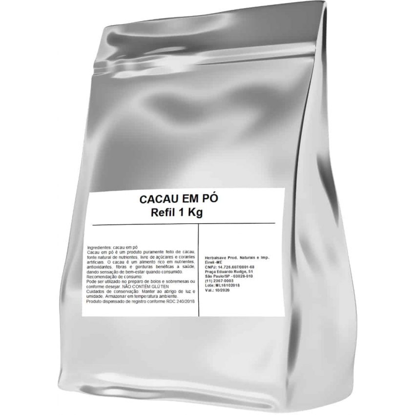 Cacau em pó 1Kg Embalagem Refil - WVegan