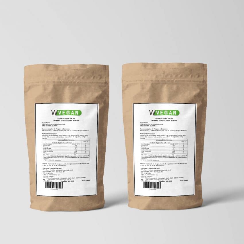 Leite de Coco em Pó 1kg - embalagem econômica - WVegan