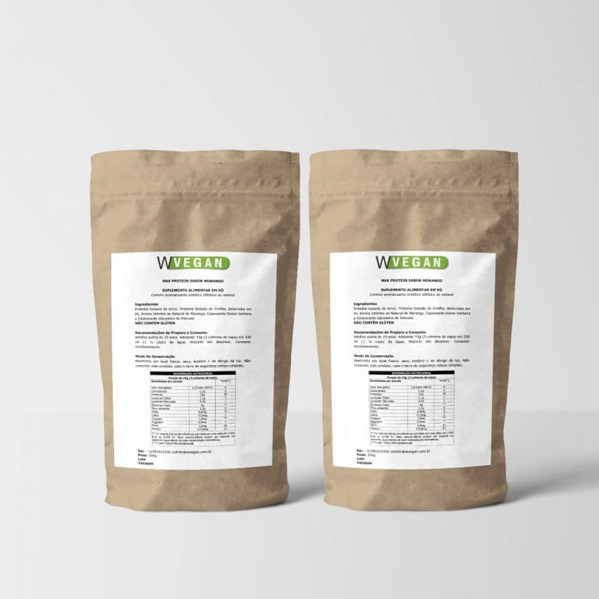 Max Protein 1kg Morango Proteina de Arroz e Ervilha - WVegan