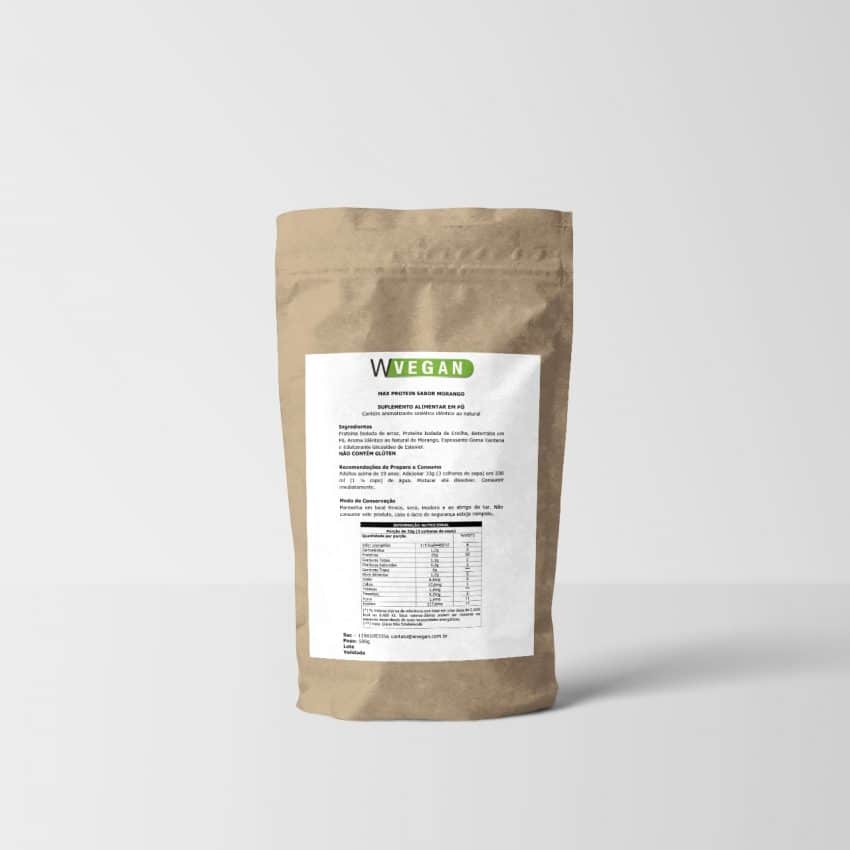 Max Protein 500g Morango Embalagem Refil - Proteina de Arroz e Ervilha - WVegan
