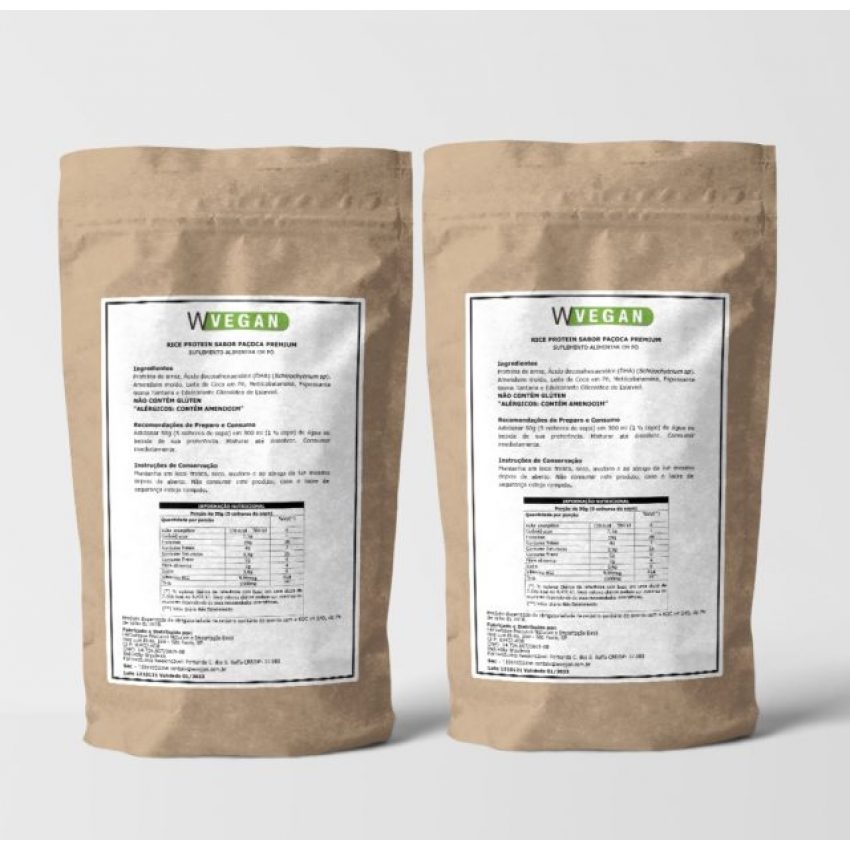 Rice Protein 1kg sabor Paçoca - Proteína de Arroz - embalagem econômica - WVegan