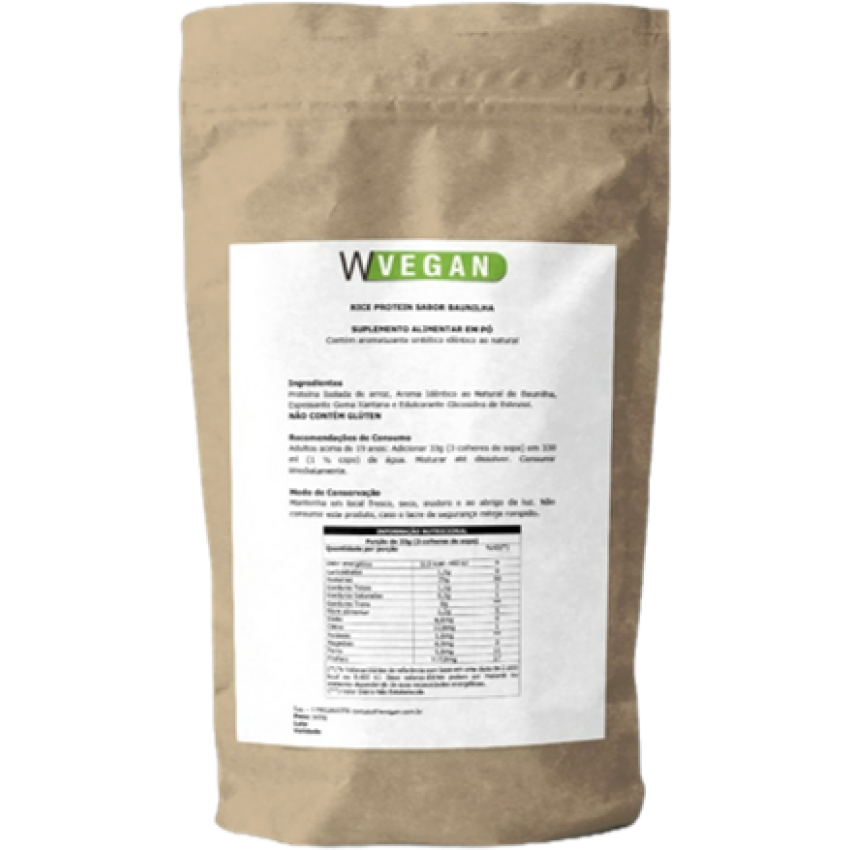 Rice Protein 500g sabor Baunilha - Proteína de Arroz - embalagem econômica - WVegan