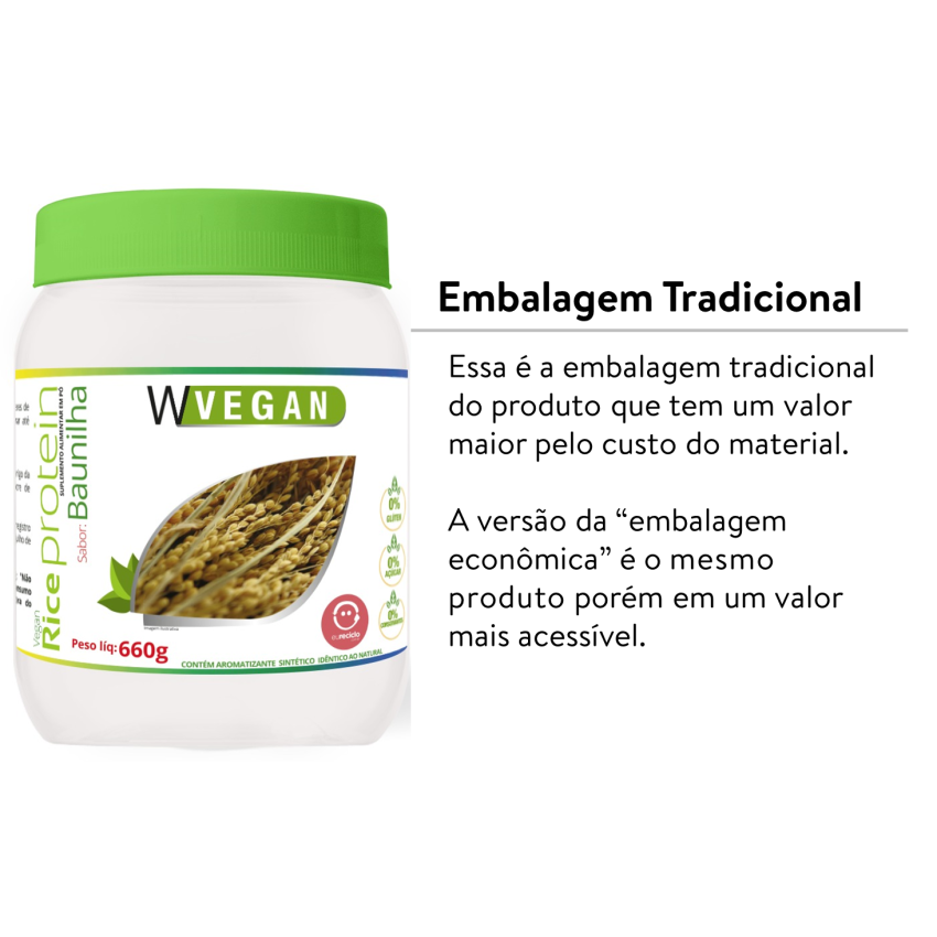 Rice Protein 1kg sabor Baunilha - Proteína de Arroz - embalagem econômica - WVegan