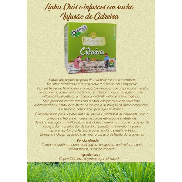 Chá de Cidreira Orgânica Namastê- sachê