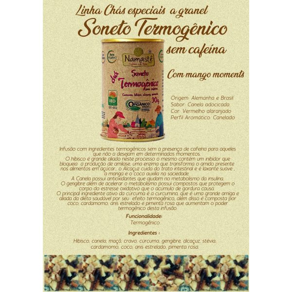 Soneto Termogênico sem Cafeína Orgânico Namastê - infusão