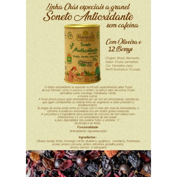 Chá Soneto Antioxidante sem Cafeína Orgânico Namastê