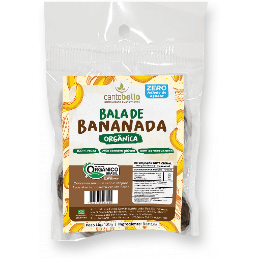 Bala de Bananada Orgânica (100g) - CantoBello