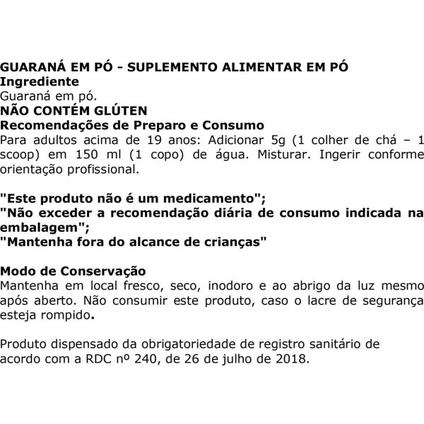 Guarana em pó 1Kg Embalagem Refil - WVegan
