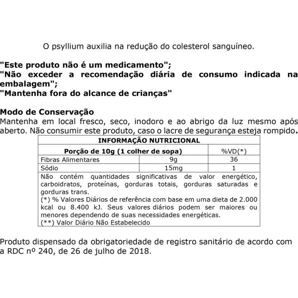 Psyllium em Pó 1kg Puro - embalagem econômica - WVegan