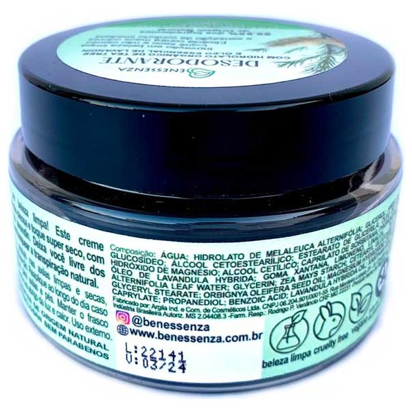 Desodorante Natural com Óleo Essencial de Lavandin Benessenza