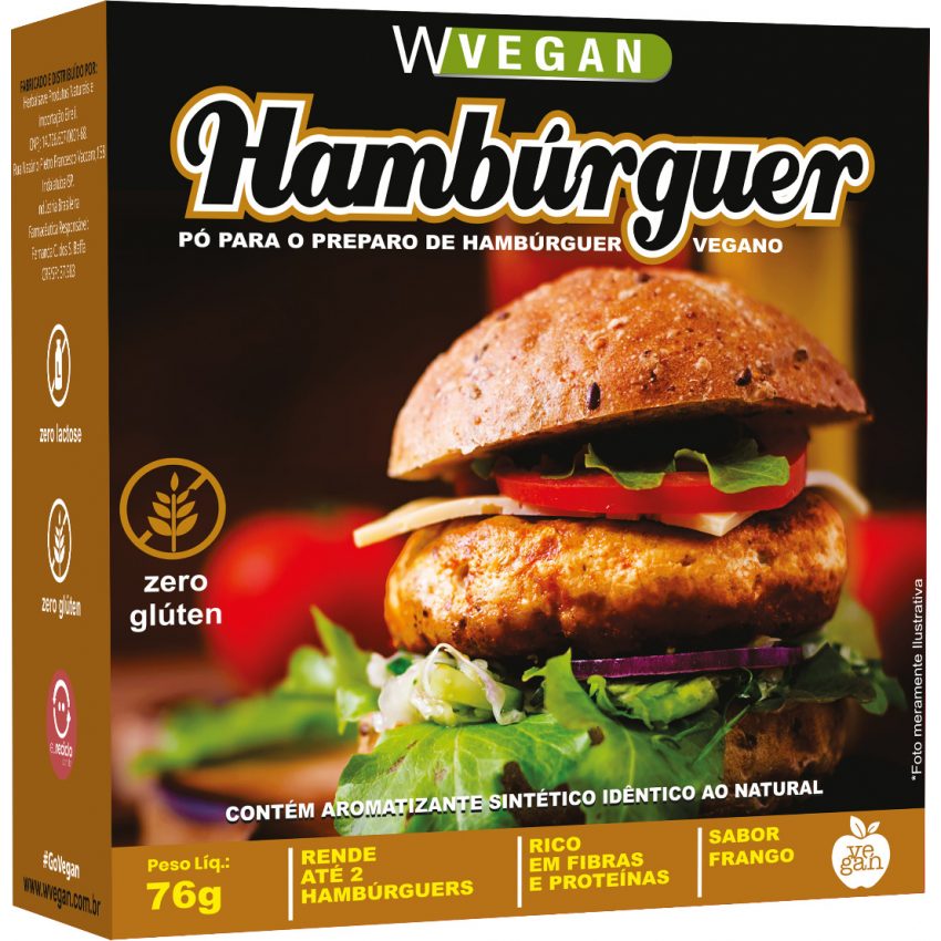 Hamburguer Vegano Sabor Frango em pó Caixa com 2 unidades Hambúrguer - WVegan