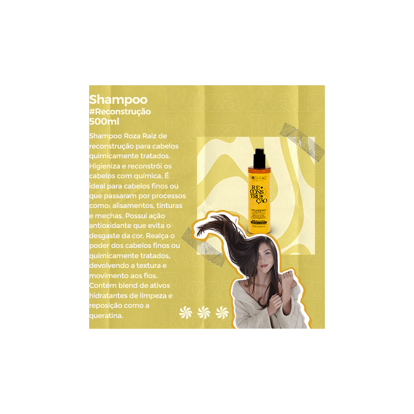 Shampoo de Reconstrução 500ml - Roza Raiz Cosméticos