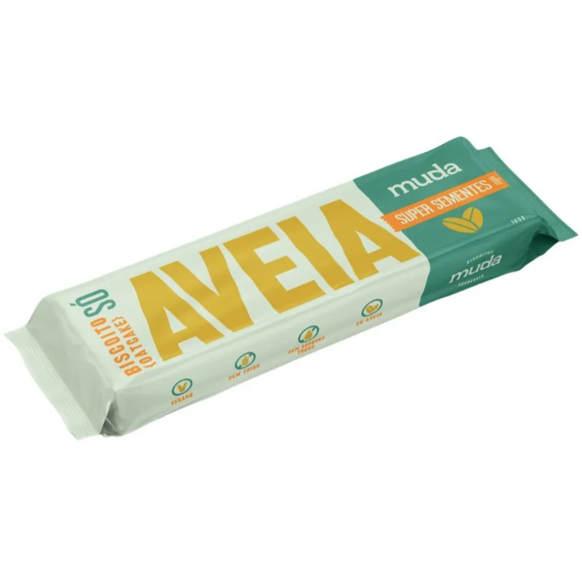 Kit 8 Biscoito Saudável Só de Aveia Muda Alimentos Sabores Tradicional + Super Sementes + Queijo Vegano + Sabor Cacau Ni