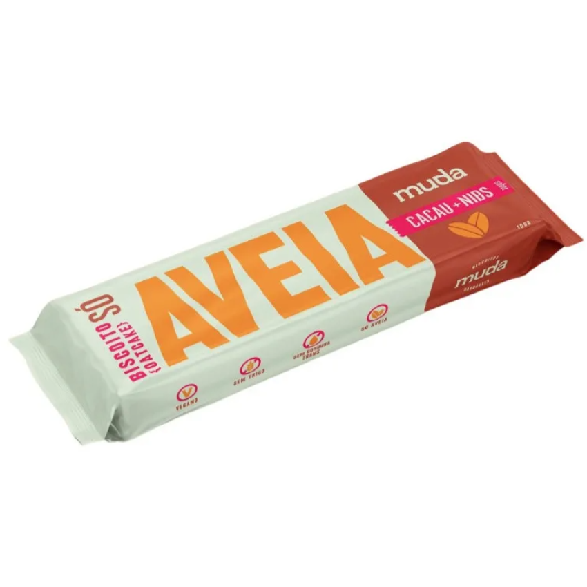 Kit 8 Biscoito Saudável Só de Aveia Muda Alimentos Sabores Tradicional + Super Sementes + Queijo Vegano + Sabor Cacau Ni