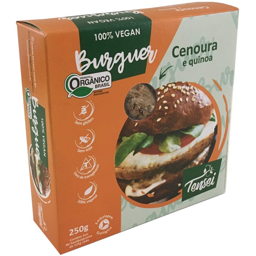 Hambúrguer Vegano de Cenoura e Quinoa 250g - Orgânico e Vegano - Tensei