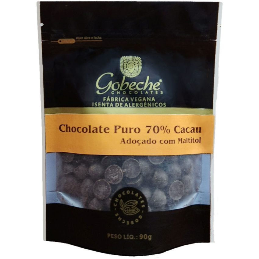 Gotas Chocolate 70% Cacau Gobeche - Adoçado com Maltitol - 90g