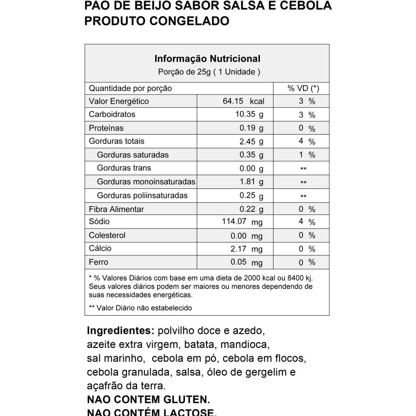 Pão de Quejio Vegano 400g - sabor Salsa e Cebola - Pão de Beijo