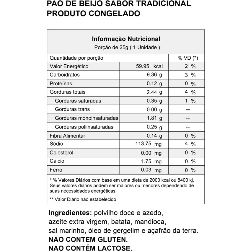 Pão de Quejio Vegano 400g - sabor Tradicional - Pão de Beijo
