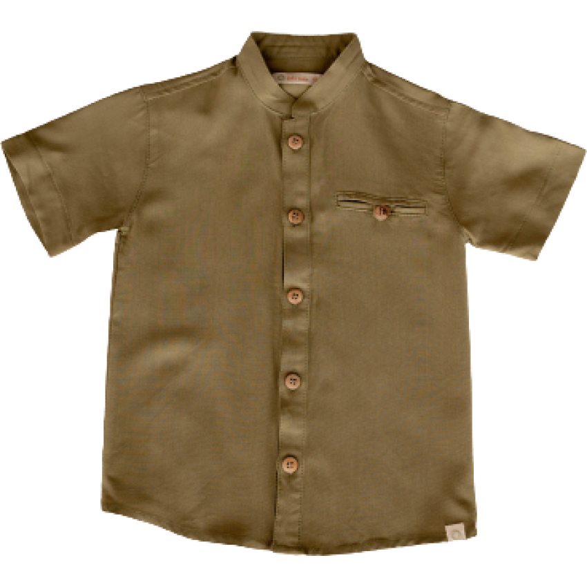 Camisa Infantil de Viscose - Verde Lisa - Linho Ninho