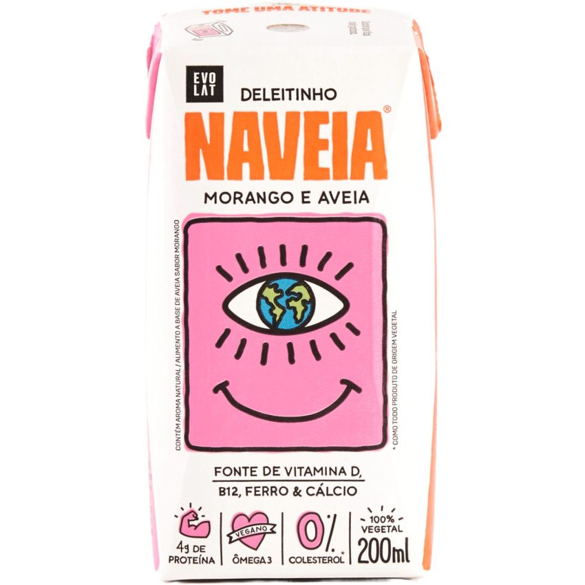 Leite Vegetal sabor Morango 200ml - Deleitinho - Naveia