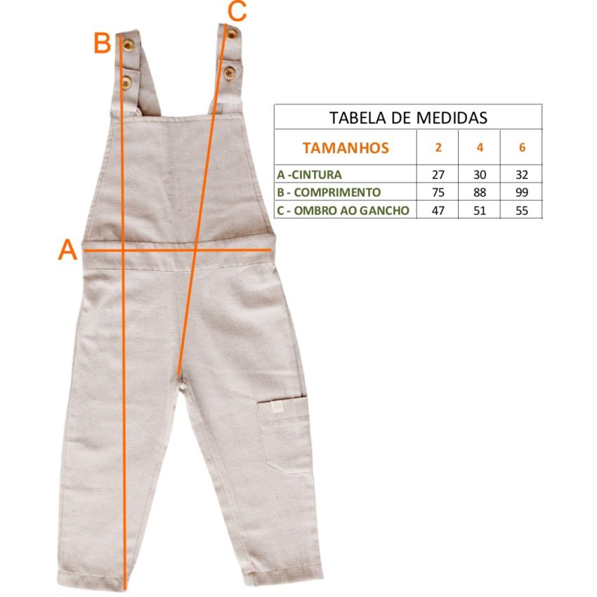 Jardineira Infantil de Algodão Orgânico - Menino - Linho Ninho