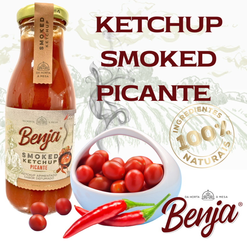 Ketchup de Tomate Cereja - Smoked Picante 320g - Benja Gourmet