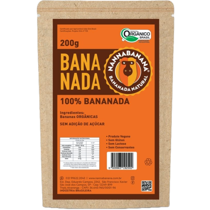 Bananada Pura Zero Açúcar - Pouch - Nannabanana