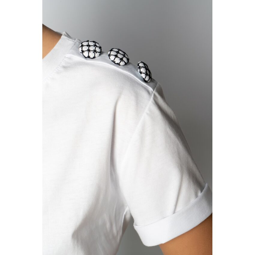 T-shirt Branca Botan Sashiko Preto - Toshie