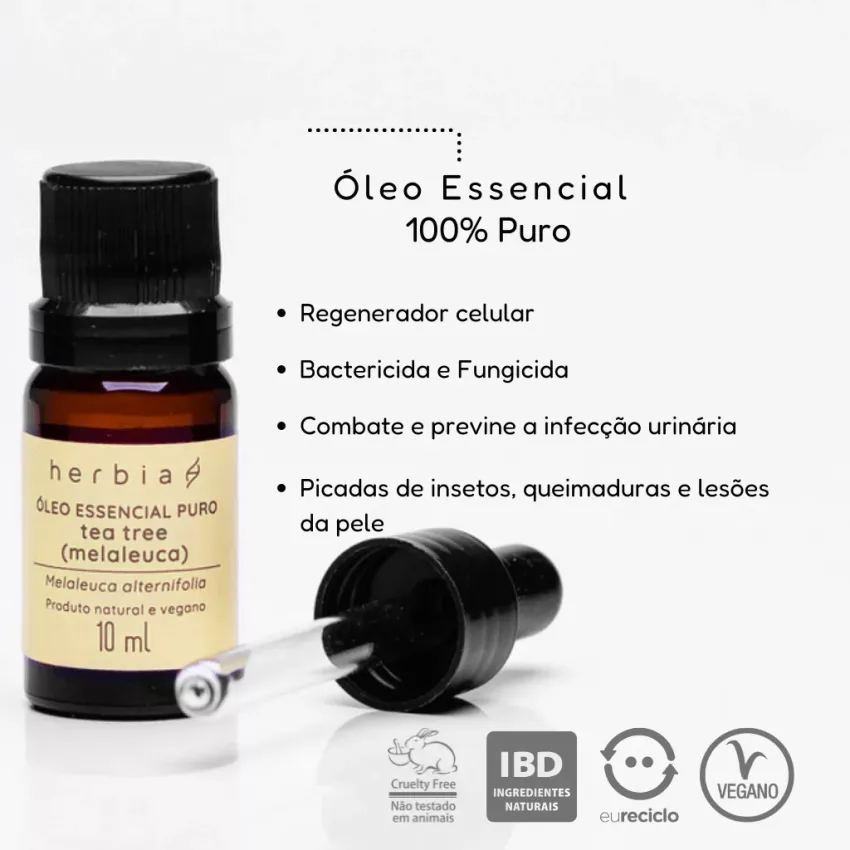 Óleo Essencial de Melaleuca (Tea Tree) Organico 10ml - Herbia