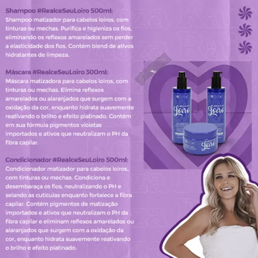 Kit Realce seu Loiro (3 Produtos) - Roza Raiz Cosméticos