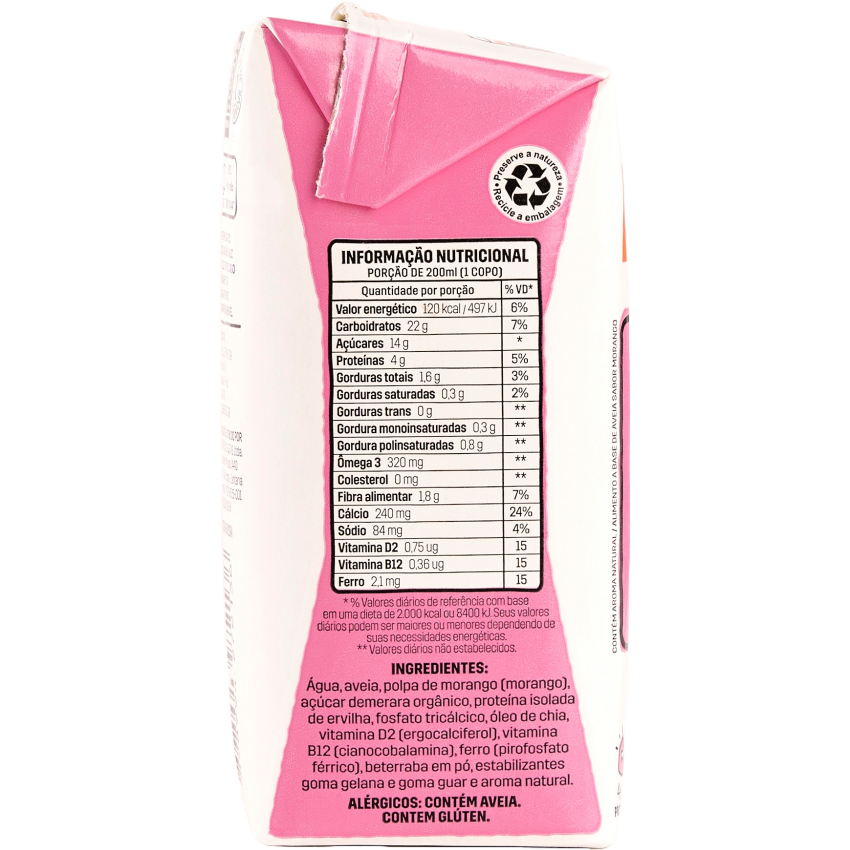 Leite Vegetal sabor Morango 200ml - Deleitinho - Naveia