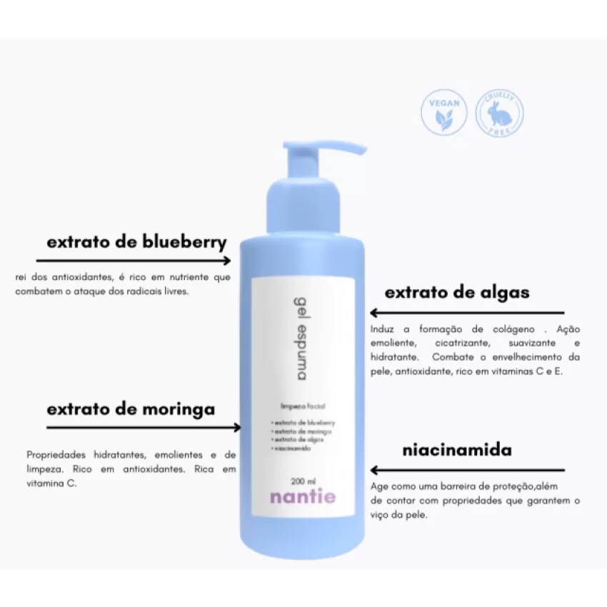 Gel Espuma Limpeza Facial 200ml