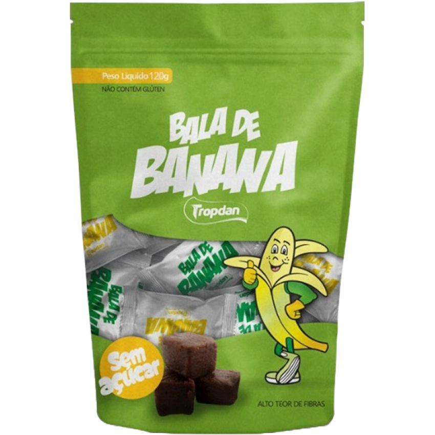 Bala de Banana - Zero Açúcar (Pacote com 120g) - Tropdan