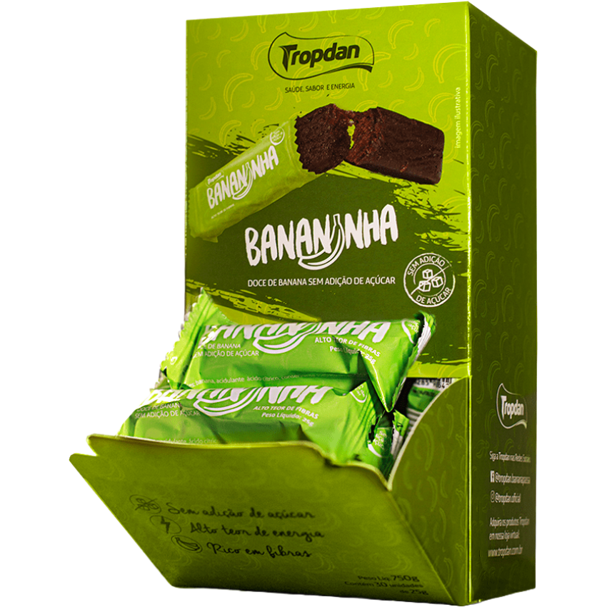 Bananinha Zero Açúcar 25g (Display com 30 unidades) - Tropdan