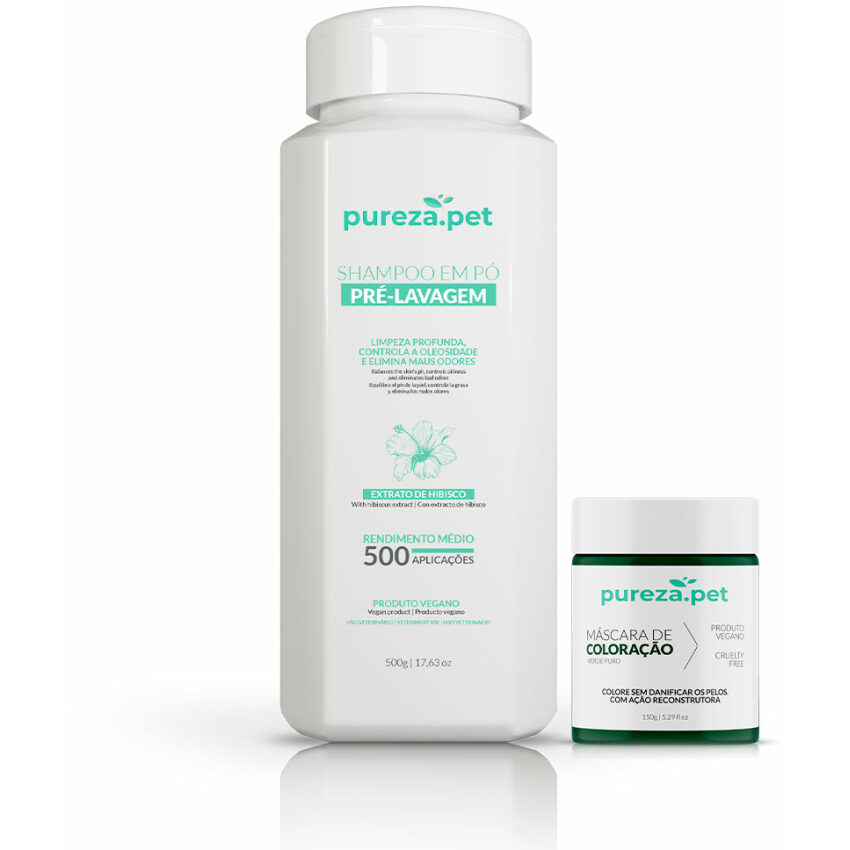 Kit Shampoo Em Pó  + 6 Máscaras de Coloração - Pureza Pet