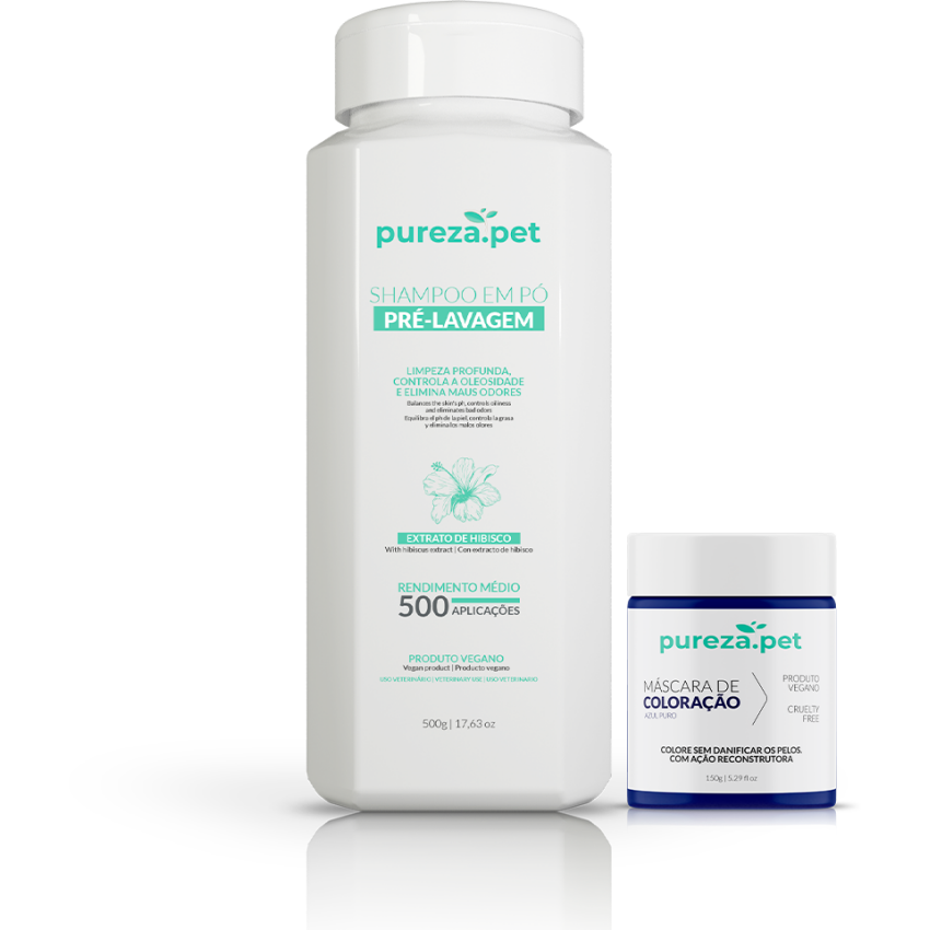 Kit Shampoo Em Pó  + 6 Máscaras de Coloração - Pureza Pet