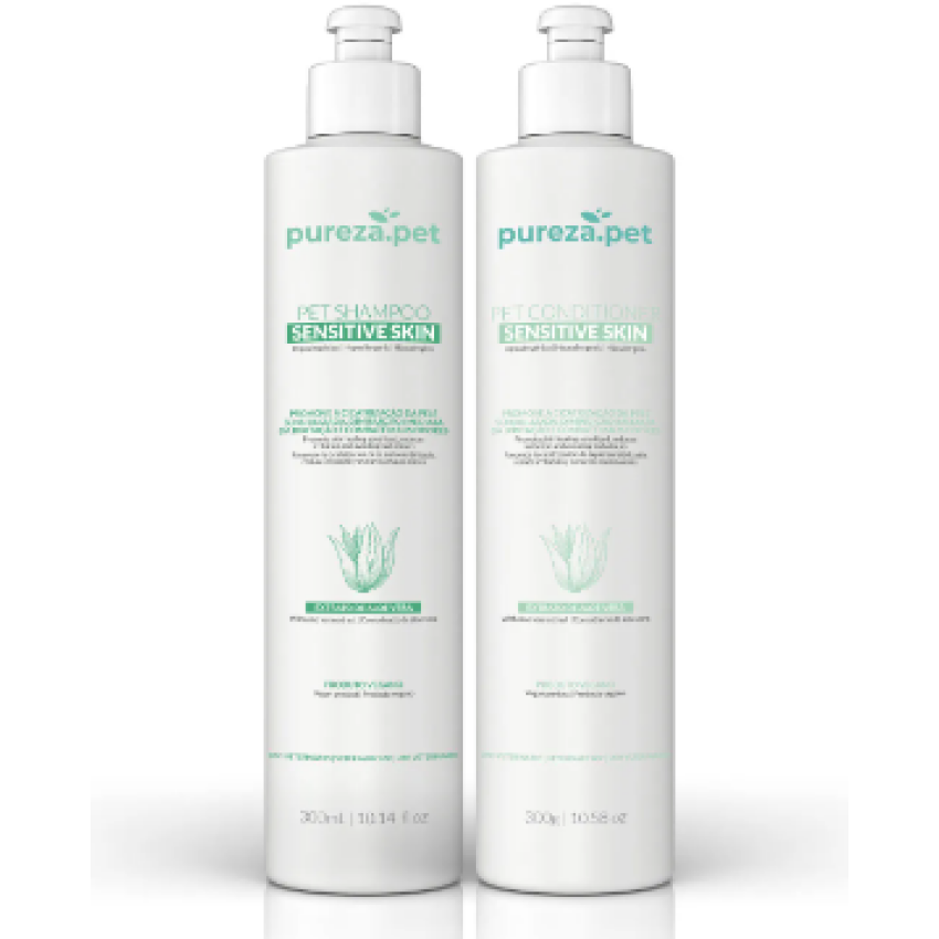 Kit Pele Sensível Pet +  Escova Anti-frizz - Pureza Pet