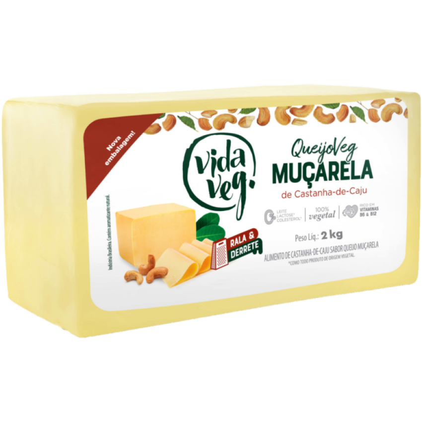 Queijo Mussarela de Castanha de Caju 2kg - Vegano - Vida Veg
