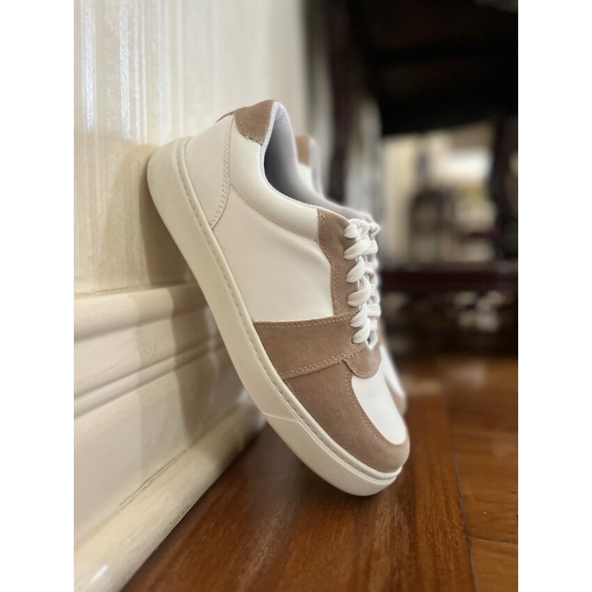 Tênis Rafa Branco e Nude - Paula Zurcan Sapatos Veganos