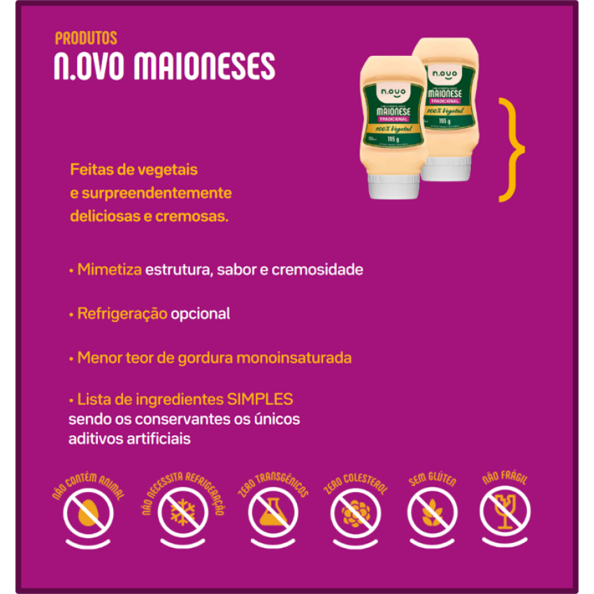 Maionese Vegana Tradicional 195g - N.OVO Plant based