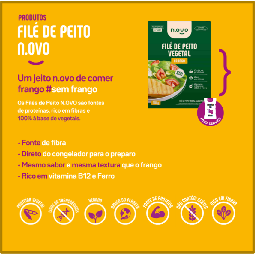 Filé de Frango Vegetal 210g - N.OVO Plant based