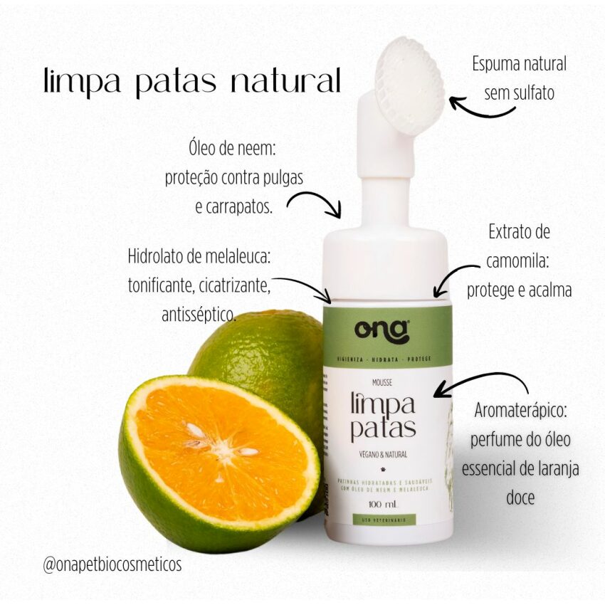 Mousse Limpa Patas Natural para cães e gatos