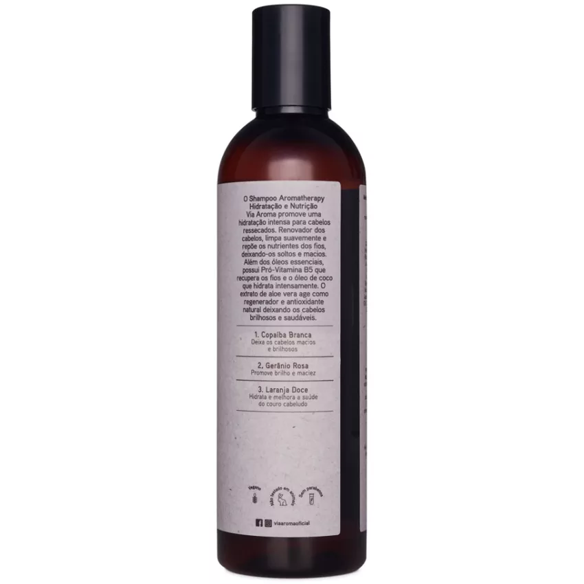 Shampoo Natural - Hidratação e Nutrição 240ml - Aromatherapy - Via Aroma