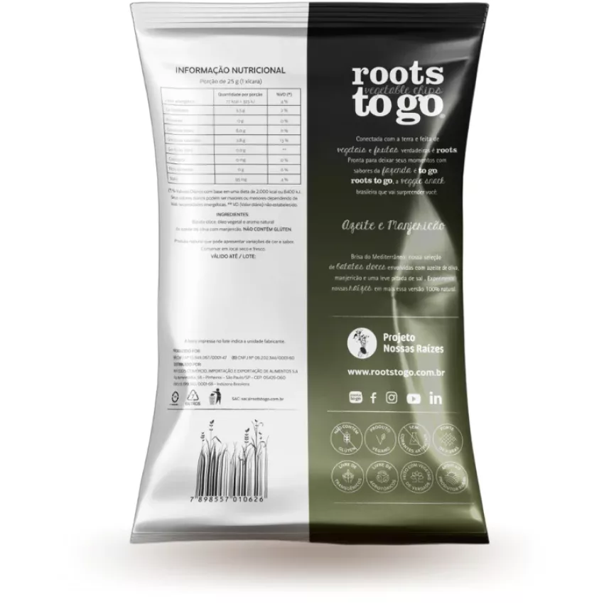 Chips de Batata-doce Azeite e Manjericão 45g - Roots to Go