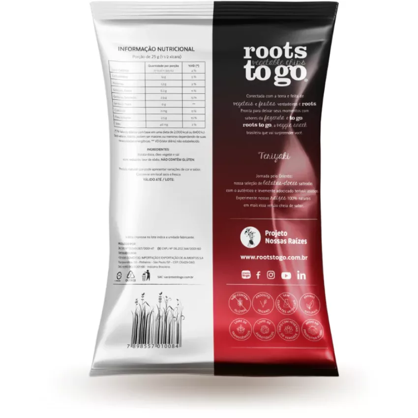 Chips de Batata-doce Molho Teriyaki 45g - Roots to Go