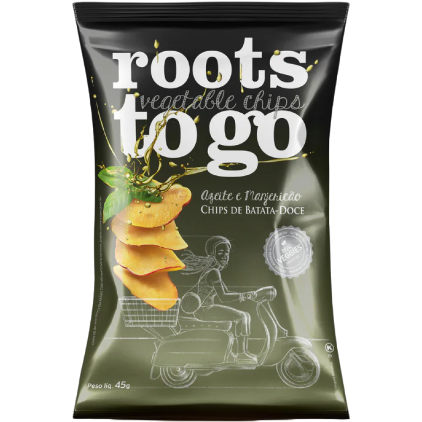 Chips de Batata-doce Azeite e Manjericão 45g - Roots to Go